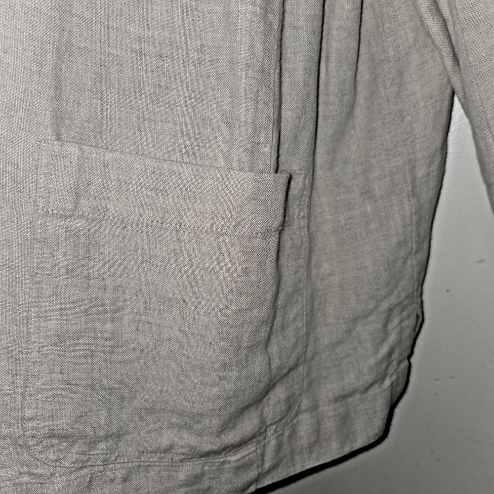Linen Beige Shirt Jacket Womens Sz 2X JONES NEW YORK SPORT Button Down Pockets - Picture 4 of 16